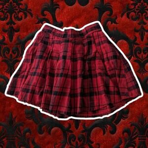 Plaid pleated skirt zipper